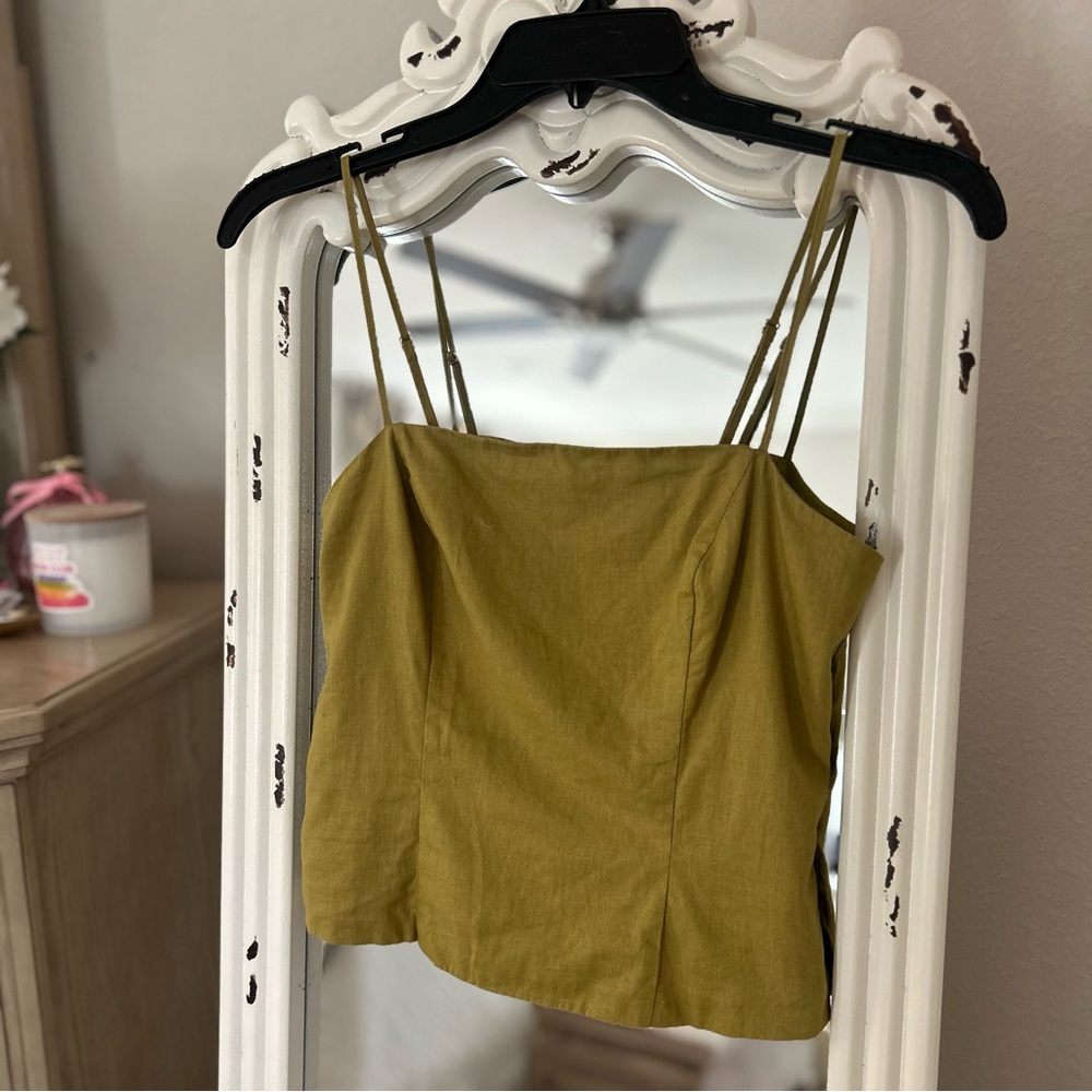 Women’s Olive Green Strappy Square Neck Tank Top new express